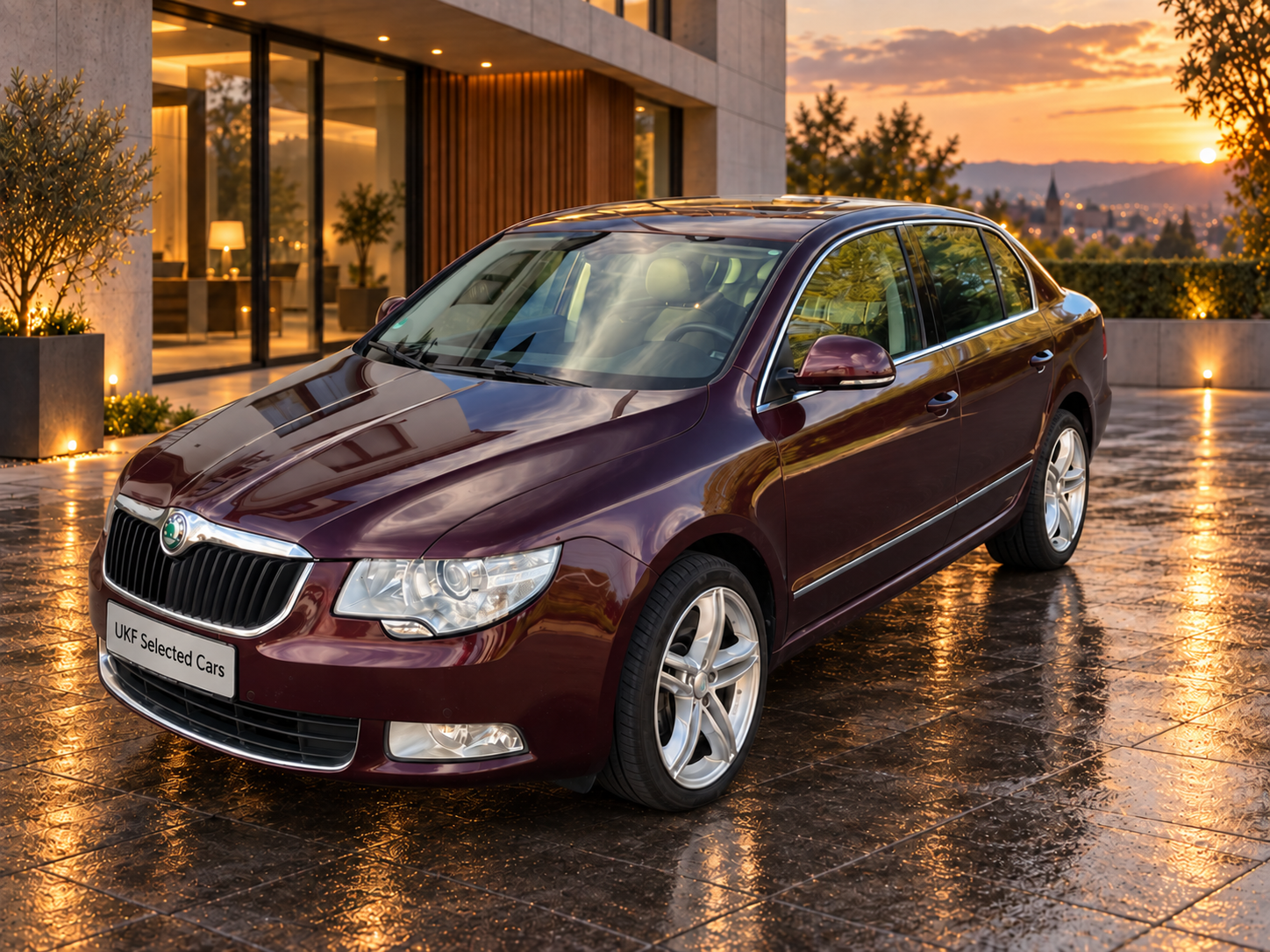 Škoda Superb - Front und Fahrzeugseite